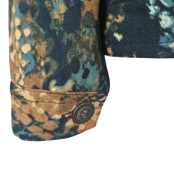 Womens Western Rustic Abstract Modern Chic Boutique Autumn Earthy Shirt Petite M - Picture 14 of 14